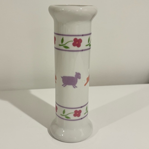 Vintage FTDA Easter ceramic flower vase white glaze & pink made in Japan 1988 - Picture 3 of 9